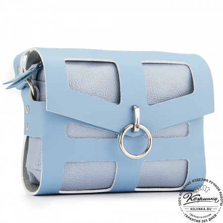 Женская кожаная сумка "Кортни" (голубая) 